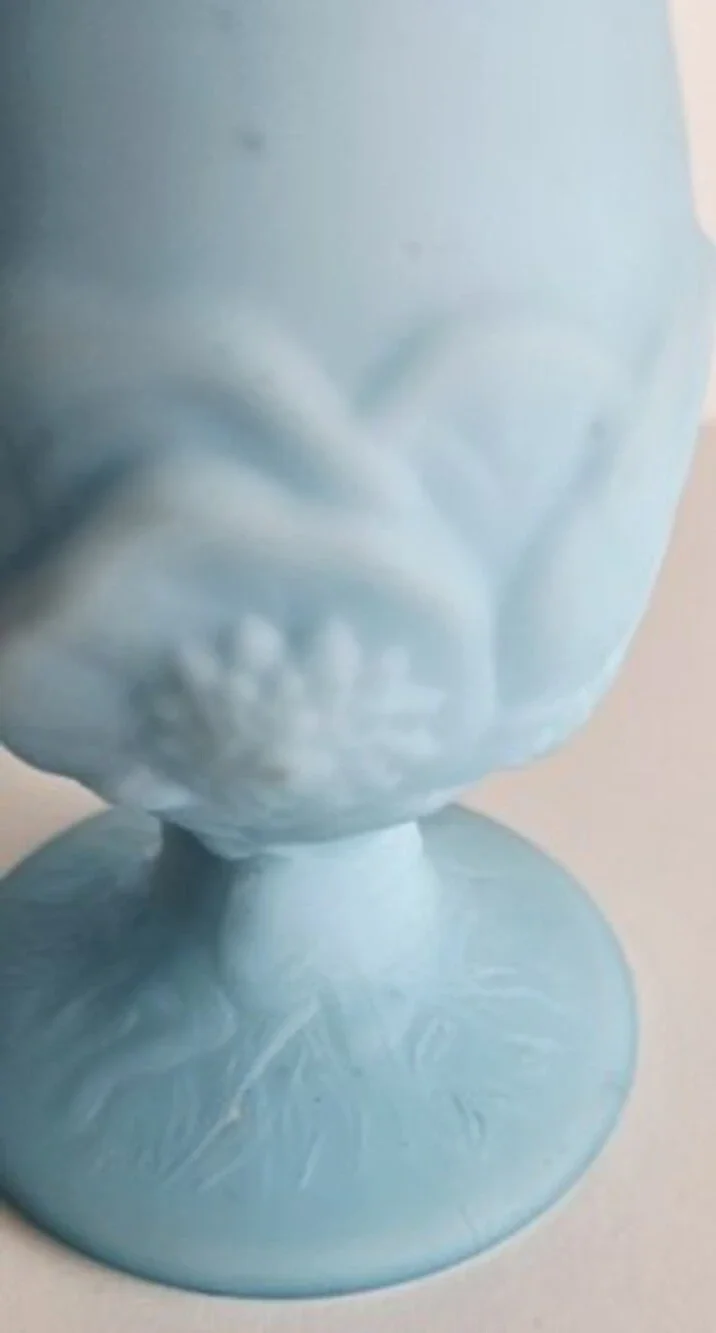 Fenton Blue Satin Swung Bud Vase 10.75